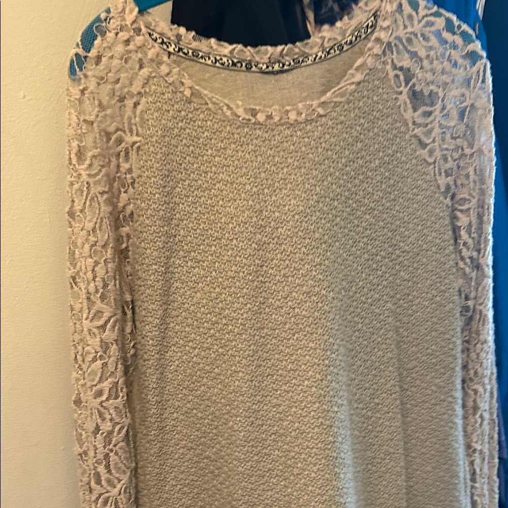 Lace Sleeve Knit Sweater